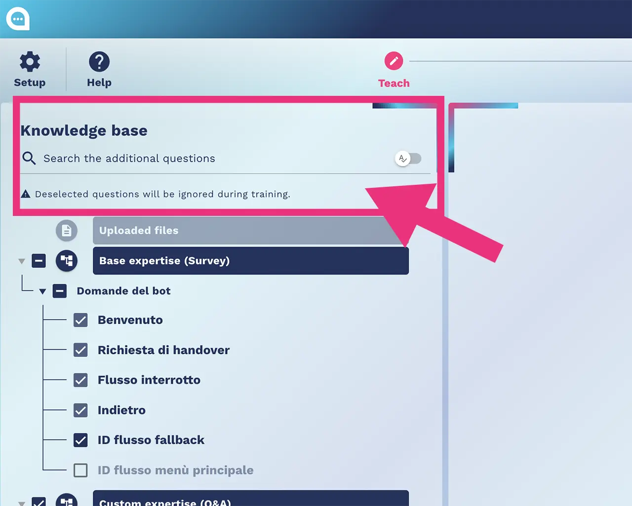 deep search accross chatbot knowledge base