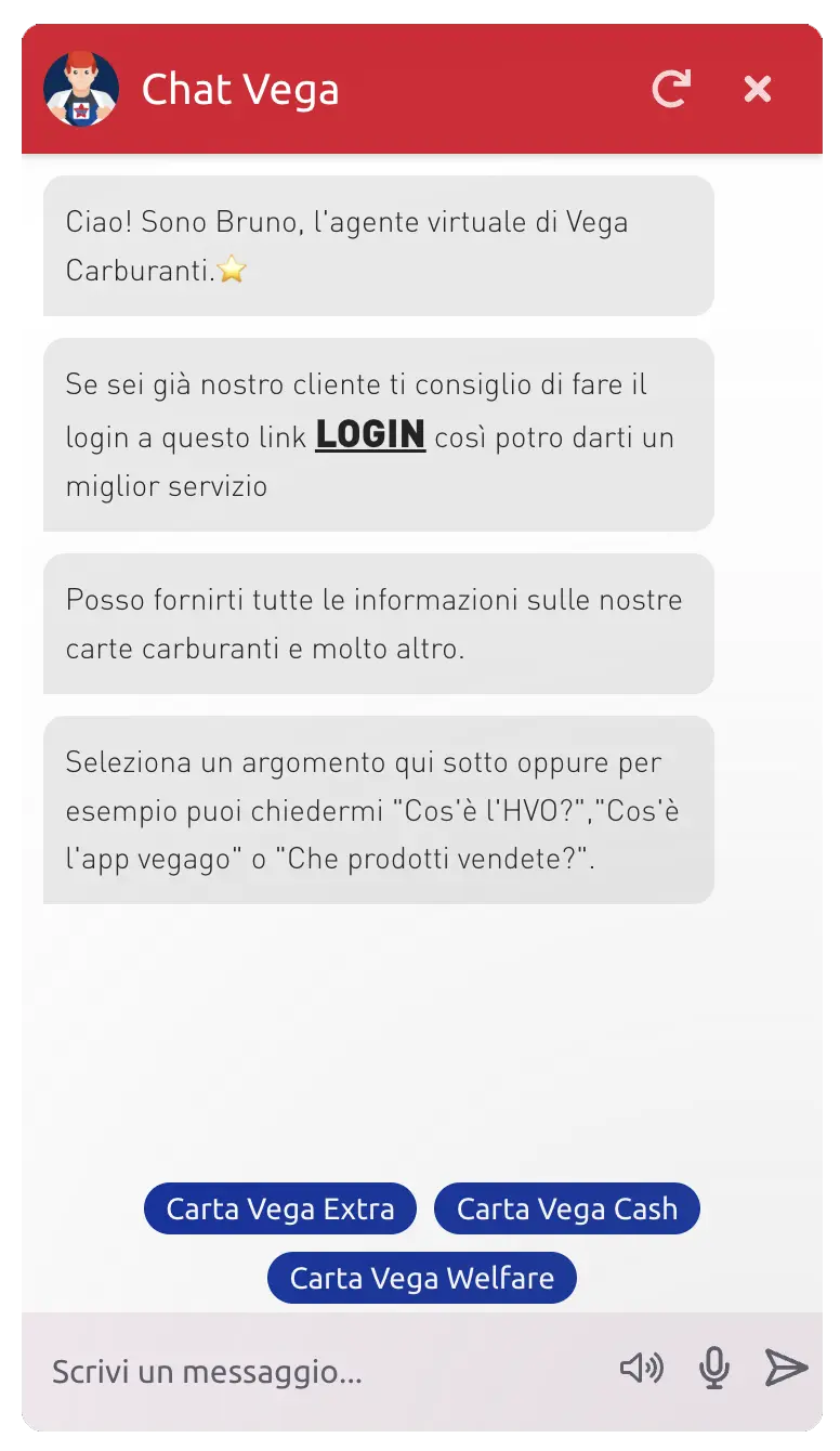 il chatbot di vega carburanti